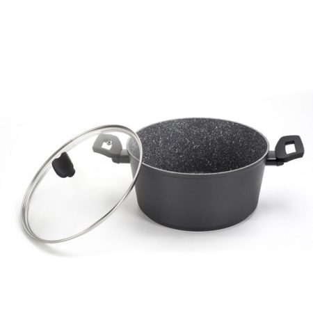 Oala cu capac sticla Zilan ZLN-3321, Diametru 24 cm, Inaltime 12 cm, Material aluminiu, Interior granit, Compatibil inductie [2]
