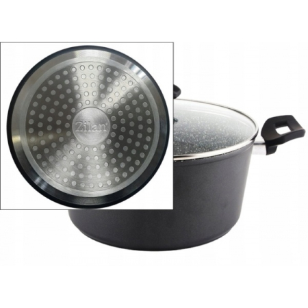 Oala cu capac sticla Zilan ZLN-3321, Diametru 24 cm, Inaltime 12 cm, Material aluminiu, Interior granit, Compatibil inductie [3]