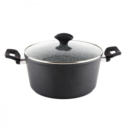 Oala cu capac sticla Zilan ZLN-3338, Diametru 28 cm, Inaltime 13 cm, Material aluminiu, Interior granit, Compatibil inductie [1]