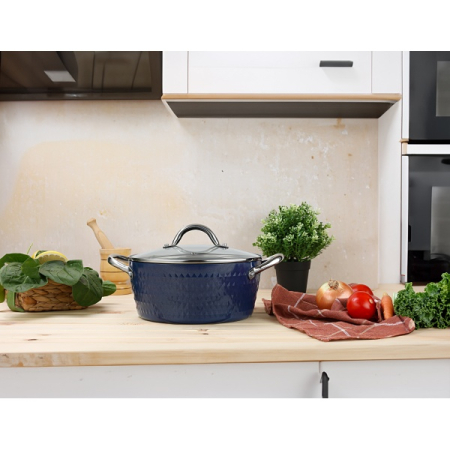 Oala cu capac Zilan ZLN9617 diamond, cu baza de inductie, ceramica si inox, usor de spalat, 24 cm,4L [2]