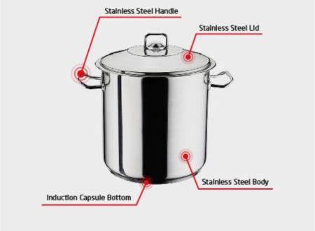 Oala inox 6L cu capac ,   compatibila cu inductie [1]