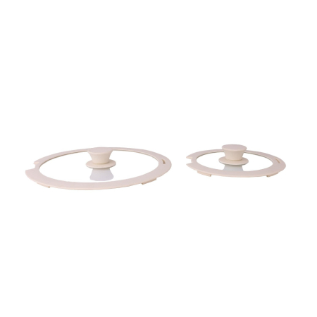 Set 5 piese din ceramica, compus din 2 oale, 1 tigaie si 2 capace de sticla, crem, ZILAN   ZLN 0965 [4]