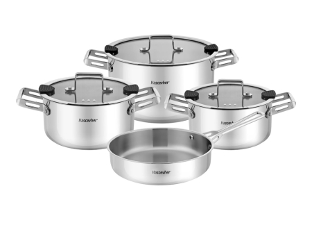 Seturi de oale - Set complet vase inox 18 10 Hascevher 7 piese ,   compatibil cu inductie