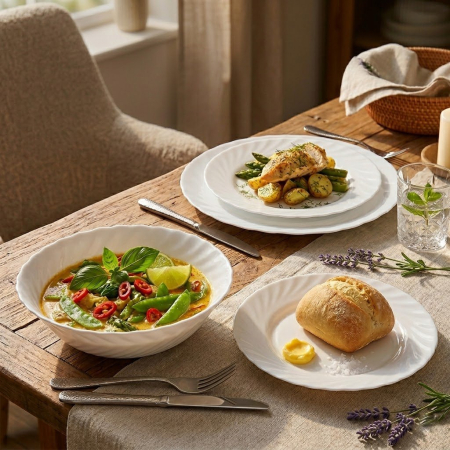 Set farfurii Nara 19 piese ,   din sticla opal, rezistente E i elegante [1]