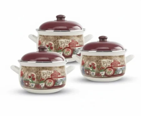 Set oale emailate Jardin 6 piese compatibile cu inducție design floral [1]
