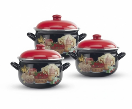 Seturi de oale - Set vase emailate 6 piese Kitchen ,   compatibile cu inductie