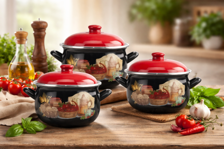 Set vase emailate 6 piese Kitchen ,   compatibile cu inductie [1]