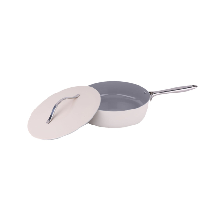 Tigaie inalta cu capac ZILAN, interior din ceramica, diametru 28cm, crem   ZLN 0880 [1]