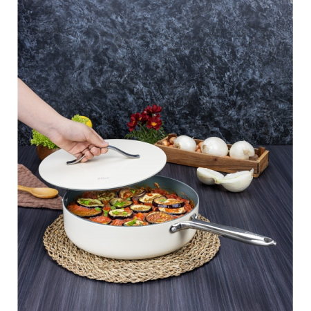 Tigaie inalta cu capac Zilan ZLN0880 din 5 straturi de material, maner inox, 28 cm [2]