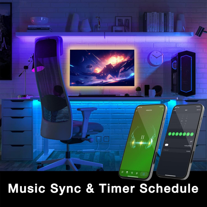 Banda Led de 10 Metri 2 Role x 5m, prin Aplicatie Telefon RGB 5050 IP65, 60 LED-uri/metru, Controler - Zibba Life™ [4]