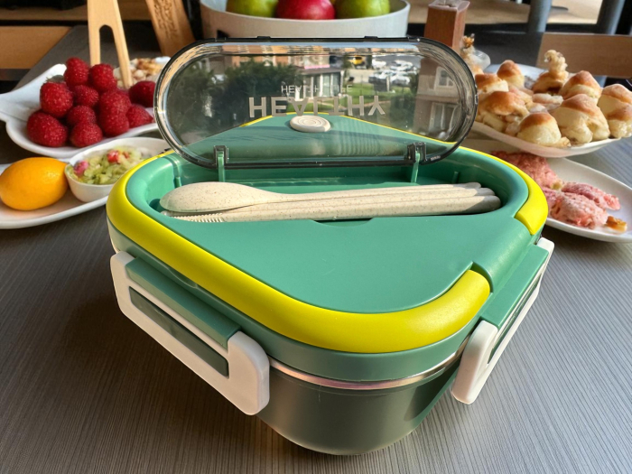 Caserolă Container pentru Prânz cu 3 Compartimente, Interior din Inox Fără BFA, Capacitate 1300ML + Secțiune Tacâmuri | Zibba Life™ [11]