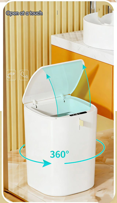 Cos de Gunoi Inteligent Zibba Life™, 20L, cu Senzor de Deschidere Automata, Design Moder, Fara Contact [4]