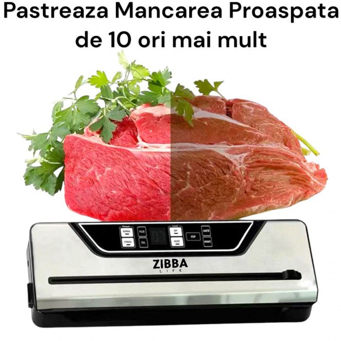 Aparat de Vidat Zibba Life™ Alimente Profesional cu Putere de Absorbtie 70 KPA, Banda de Taiere Role, 31 cm Bara de Lipire, 10 Pungi Incluse [3]