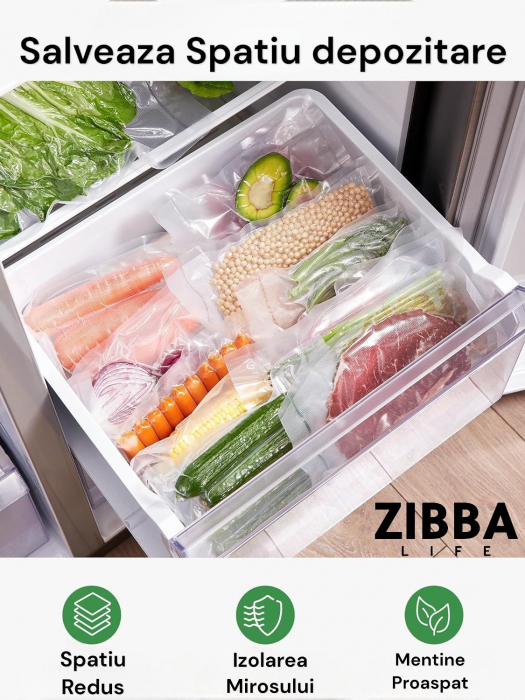Aparat de Vidat Alimente 120W ZIBBA Life™, Compact, 10 Pungi Incluse, Dimensiuni 33x7.5x6 cm – Sigilare Rapida si Eficienta [4]