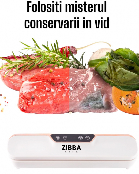 Aparat de Vidat Alimente 120W ZIBBA Life™, Compact, 10 Pungi Incluse, Dimensiuni 33x7.5x6 cm – Sigilare Rapida si Eficienta [8]