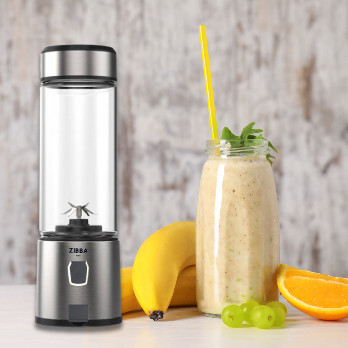 Mini Blender Portabil ZibbaLife™ S-POW, 450ml, 2x1500mAh, 200W, Viteza 20.000rpm, Sticla Borosilicata, Negru [18]