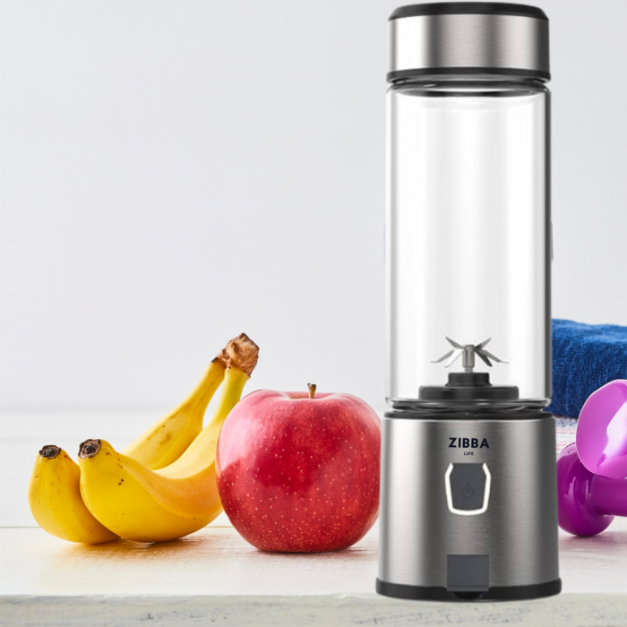 Mini Blender Portabil ZibbaLife™ S-POW, 450ml, 2x1500mAh, 200W, Viteza 20.000rpm, Sticla Borosilicata, Negru [15]