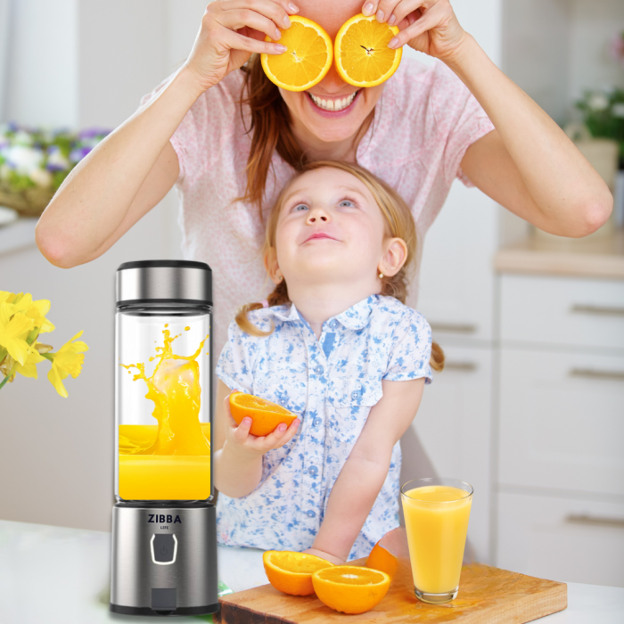 Mini Blender Portabil ZibbaLife™ S-POW, 450ml, 2x1500mAh, 200W, Viteza 20.000rpm, Sticla Borosilicata, Negru [17]