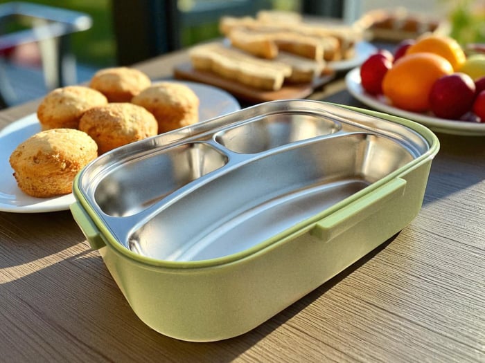 Lunch Box cu 3 Compartimente și Interior Inoxidabil – Cutie Pentru Mâncare, Termoizolantă, Rezistentă și Ușor de Curățat | Zibba Life™ [4]