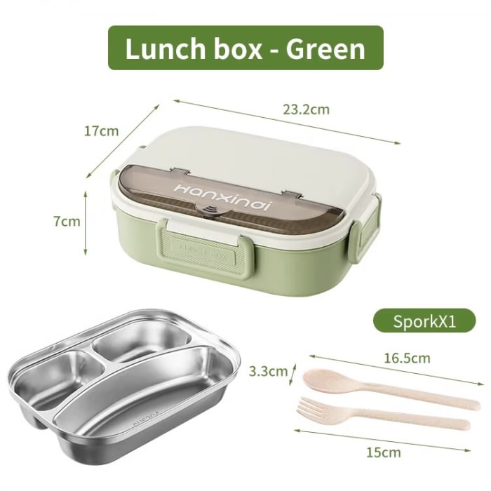 Lunch Box cu 3 Compartimente și Interior Inoxidabil – Cutie Pentru Mâncare, Termoizolantă, Rezistentă și Ușor de Curățat | Zibba Life™ [3]