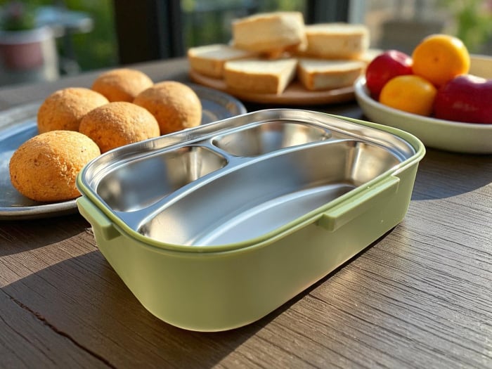 Lunch Box cu 3 Compartimente și Interior Inoxidabil – Cutie Pentru Mâncare, Termoizolantă, Rezistentă și Ușor de Curățat | Zibba Life™ [8]