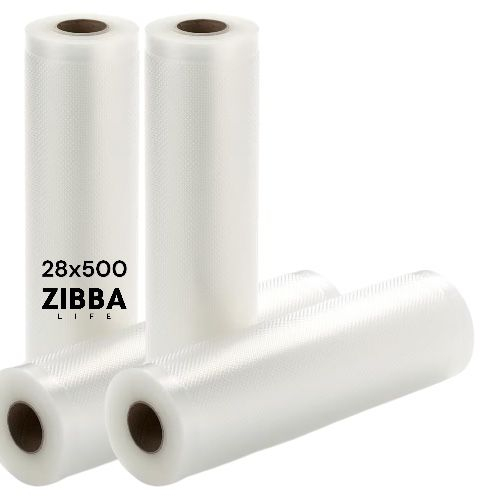 Set 4 Role Gofrate Pungi de Vidat Zibba Life™, 28 cm x 500 cm, Compatibile cu Orice Aparat de Vidat, Reutilizabile, Fara BPA [1]