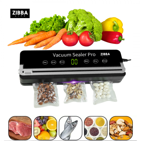 Aparat de Vidat Pro Zibba Life™ cu Putere 120W, Presiunea 65KPA, Banda de lipire de 30cm cu 10 Pungi Incluse, Taiere Role, Vacuum Sigilare Alimente [4]