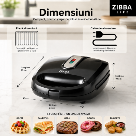 Aparat multifuncțional 5-în-1 – grill, sandwich, gofruri, donut, Nuci, 800 W [4]