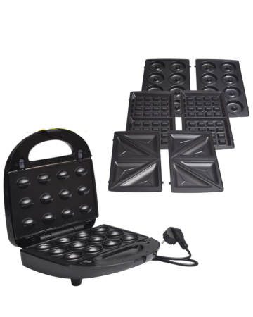 Pentru Bucatarie - Aparat multifuncțional 5-în-1 – grill, sandwich, gofruri, donut, Nuci, 800 W