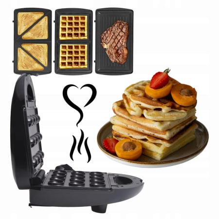 Aparat multifuncțional 5-în-1 – grill, sandwich, gofruri, donut, Nuci, 800 W [3]
