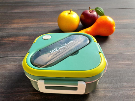 Caserolă Container pentru Prânz cu 3 Compartimente, Interior din Inox Fără BFA, Capacitate 1300ML + Secțiune Tacâmuri | Zibba Life™ [4]