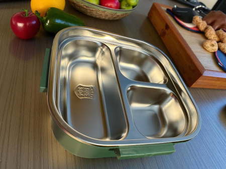 Caserolă Container pentru Prânz cu 3 Compartimente, Interior din Inox Fără BFA, Capacitate 1300ML + Secțiune Tacâmuri | Zibba Life™ [7]