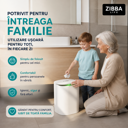 Cos de Gunoi Inteligent Zibba Life™, 20L, cu Senzor de Deschidere Automata, Design Moder, Fara Contact [4]
