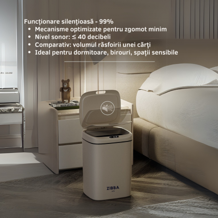 Cos de Gunoi Inteligent Zibba Life™, 20L, cu Senzor de Deschidere Automata, Design Moder, Fara Contact [3]