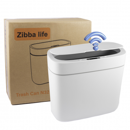 Cosuri de gunoi inteligente - Cos de Gunoi cu Senzor Automat ZIBBA Life™, 9.5L Capaitatea, 30 cm inaltime, Pentru baie, bucatarie, living, deschidere/inchidere silentioasa a capacului– Design Modern si Igienic