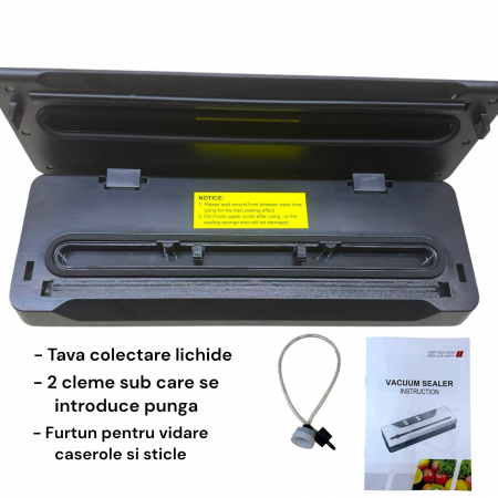 Aparat de Vidat Zibba Life™ Alimente Profesional cu Putere de Absorbtie 70 KPA, Banda de Taiere Role, 31 cm Bara de Lipire, 10 Pungi Incluse [1]