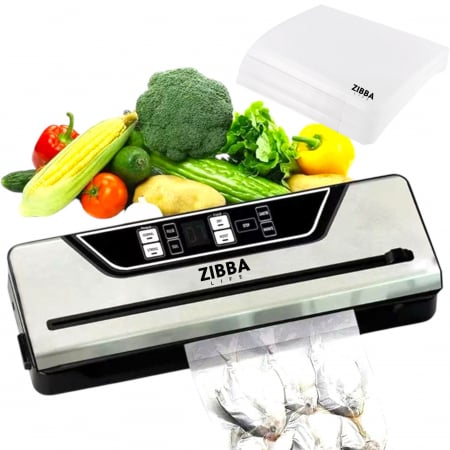 Aparate de vidat si pungi de vidat - Aparat de Vidat Zibba Life™ Alimente Profesional cu Putere de Absorbtie 70 KPA, Banda de Taiere Role, 31 cm Bara de Lipire, 10 Pungi Incluse