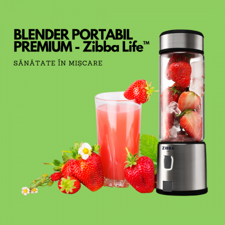 Mini Blender Portabil ZibbaLife™ S-POW, 450ml, 2x1500mAh, 200W, Viteza 20.000rpm, Sticla Borosilicata, Negru [9]