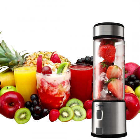 Mini Blender Portabil ZibbaLife™ S-POW, 450ml, 2x1500mAh, 200W, Viteza 20.000rpm, Sticla Borosilicata, Negru [12]