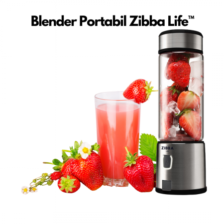 Mini Blender Portabil ZibbaLife™ S-POW, 450ml, 2x1500mAh, 200W, Viteza 20.000rpm, Sticla Borosilicata, Negru [7]