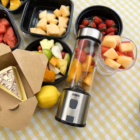 Mini Blender Portabil ZibbaLife™ S-POW, 450ml, 2x1500mAh, 200W, Viteza 20.000rpm, Sticla Borosilicata, Negru [18]