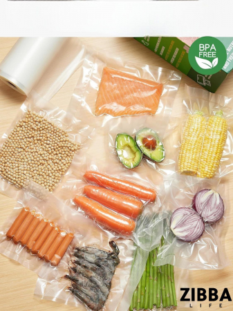 Pungi Vidat Gofrate Zibba Life™ 100 Bucati, Dimensiune 17x25 cm, Compatibile cu Aparat de Vidat Alimente de Orice Model, Reutilizabile, Rezistente [4]