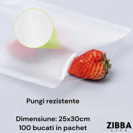 Pungi Vidat Gofrate 100 Bucati, Dimensiune 25x30 cm Zibba Life™, Compatibile cu Orice Model, Reutilizabile, Rezistente [2]