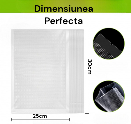Pungi Vidat Gofrate 100 Bucati, Dimensiune 25x30 cm Zibba Life™, Compatibile cu Orice Model, Reutilizabile, Rezistente [3]