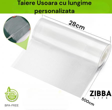 Set 2 Role Gofrate Pungi de Vidat Zibba Life™, 28 cm x 500 cm, Compatibile cu Orice Aparat de Vidat, Reutilizabile, Fara BPA [2]