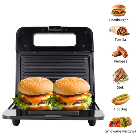 Tostieră electrică 800 W – aparat pentru sandwichuri cu plăci antiaderente [1]