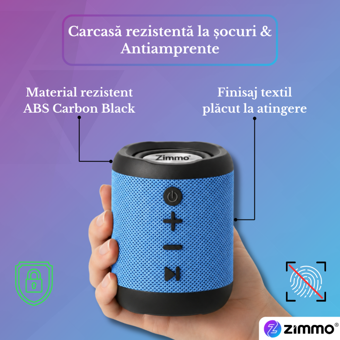 Boxa portabila bluetooth Zimmo® Boombox, Albastru [7]