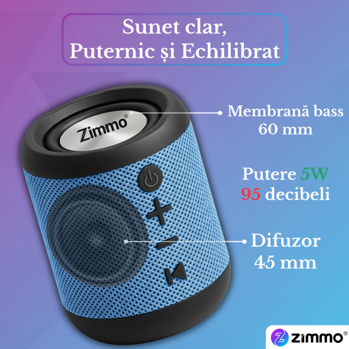 Boxa portabila bluetooth Zimmo® Boombox, Albastru [2]