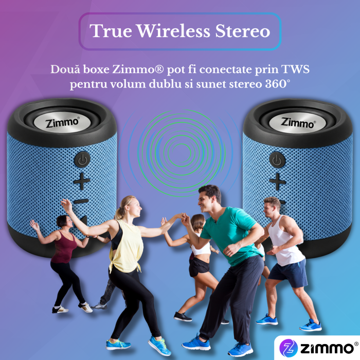 Boxa portabila bluetooth Zimmo® Boombox, Albastru [5]