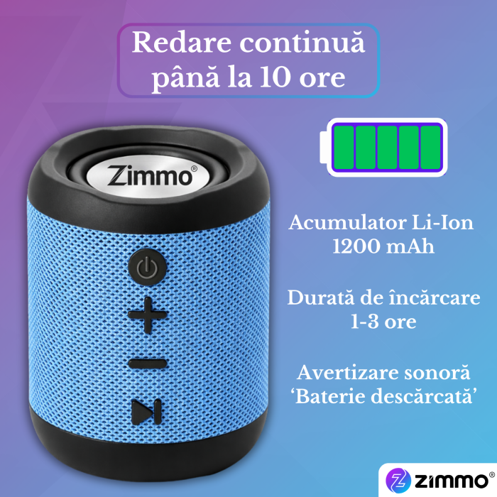 Boxa portabila bluetooth Zimmo® Boombox, Albastru [3]